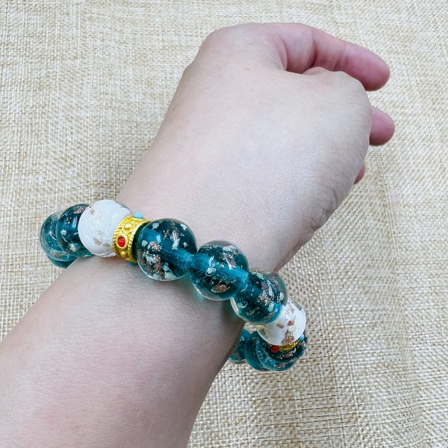 10mm Golden-Green Glaze with Luster